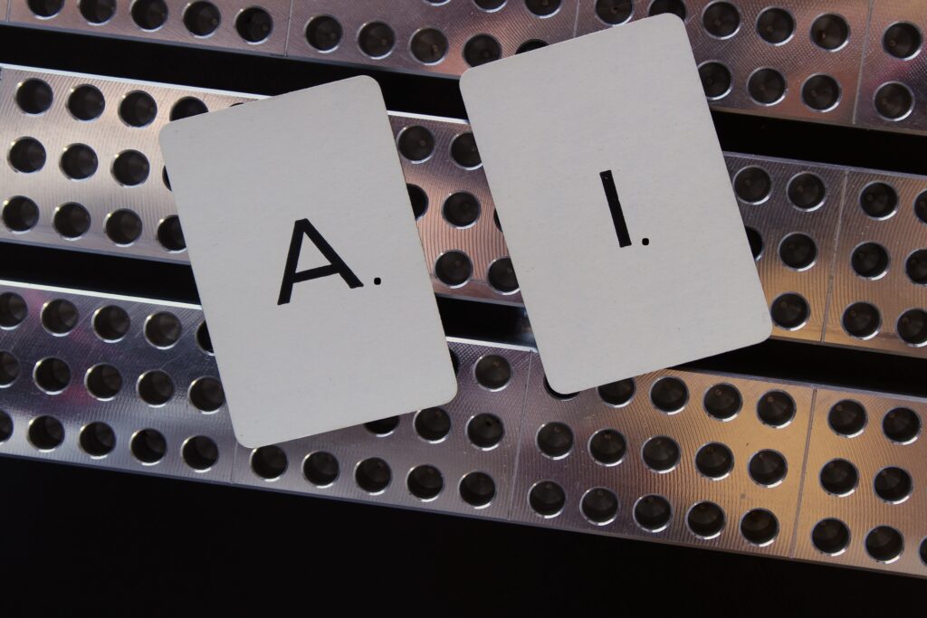 Cover image for the content on 'The Ultimate Guide to Generative AI for Faster and Better Coding,' featuring a board with two cards, each holding the letters 'A' and 'I,' respectively.
