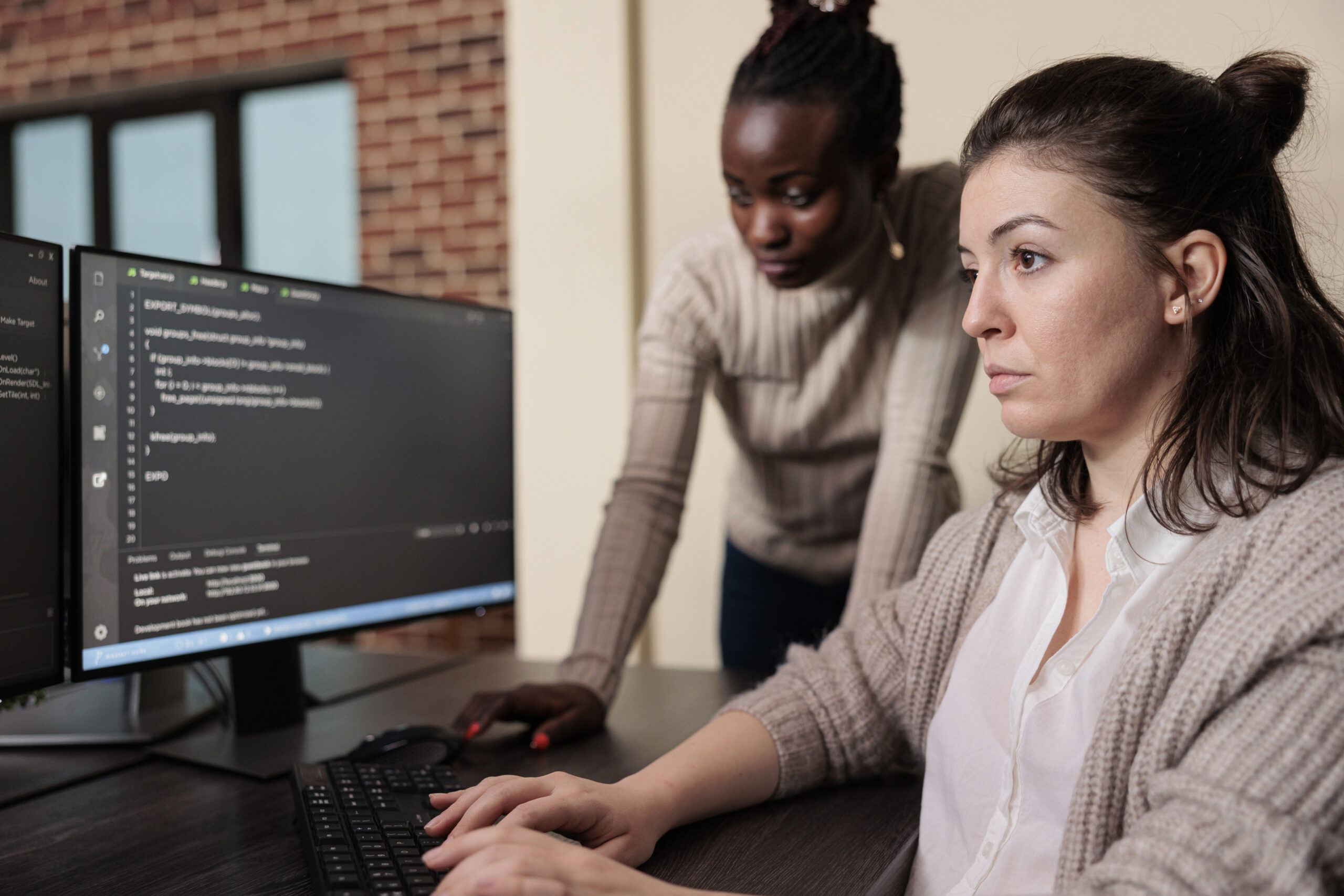 Cover image of the content Invest in a Developer Platform, featuring two women coding on a computer.