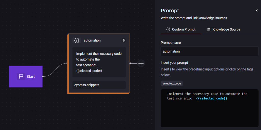 Image of the registration flow for a Custom Quick Command at the usage configuration stage. Content acceptance testing.