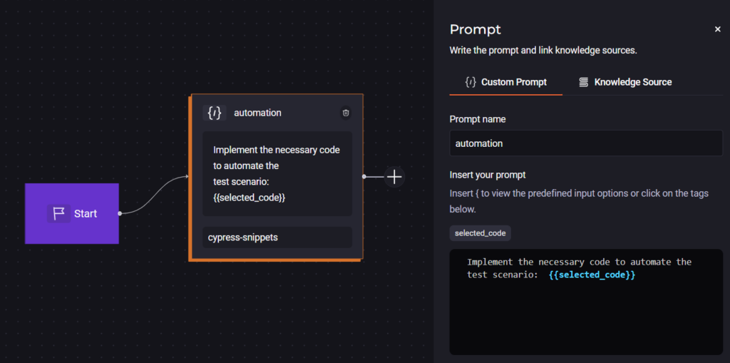  Image of the registration flow for a Custom Quick Command at the usage configuration stage. Content acceptance testing. 
