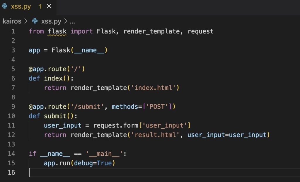 Application Security, image 05. Python code vulnerable to XSS attacks.